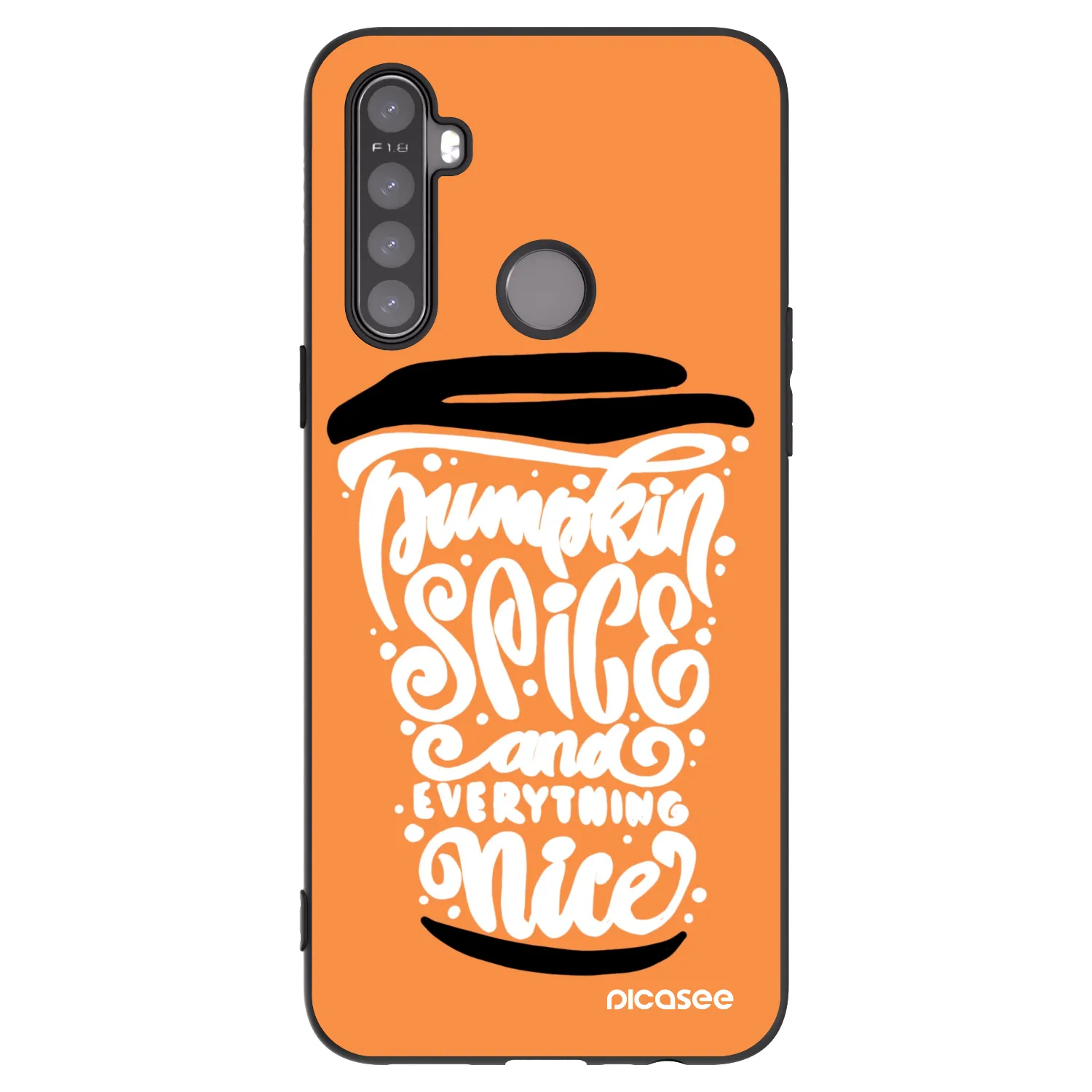 Picasee crna silikonska maskica za Realme 5 - Pumpkin coffee