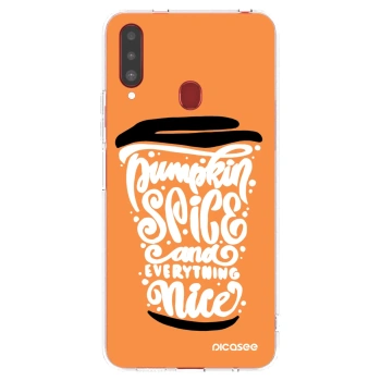 Picasee silikonska prozirna maskica za Samsung Galaxy A20s - Pumpkin coffee
