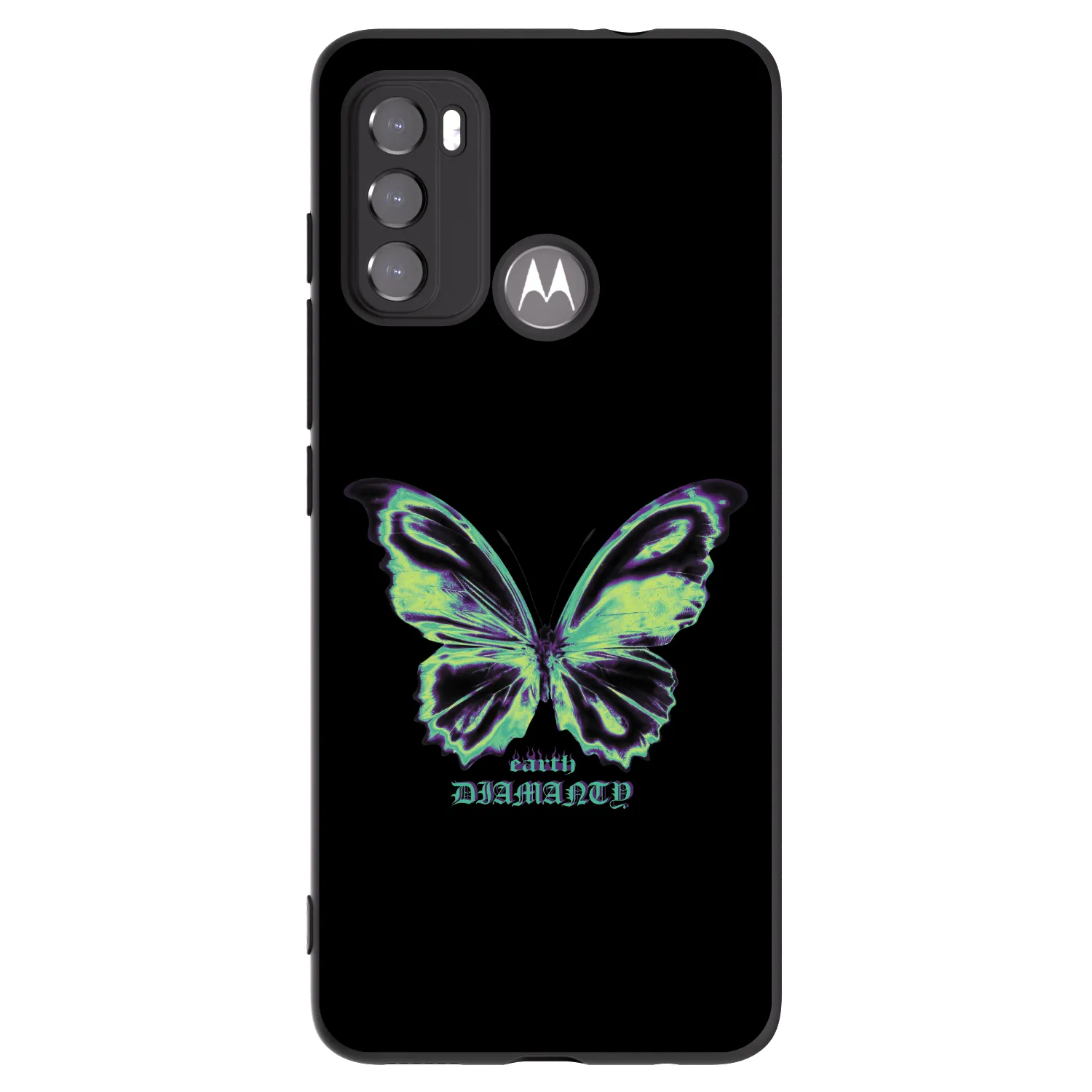 Picasee crna silikonska maskica za Motorola Moto G60 - Diamanty Blue