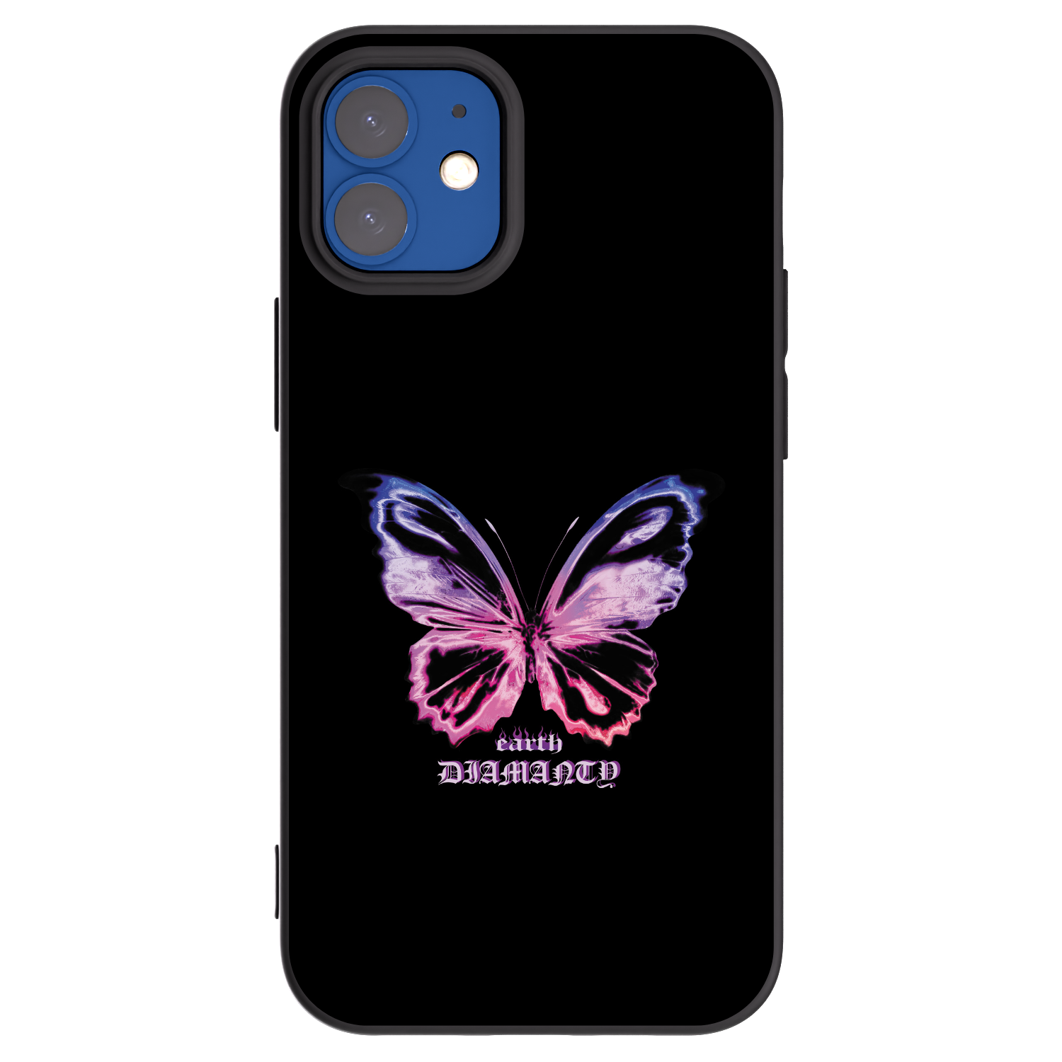 Picasee crna silikonska maskica za Apple iPhone 12 mini - Diamanty Purple
