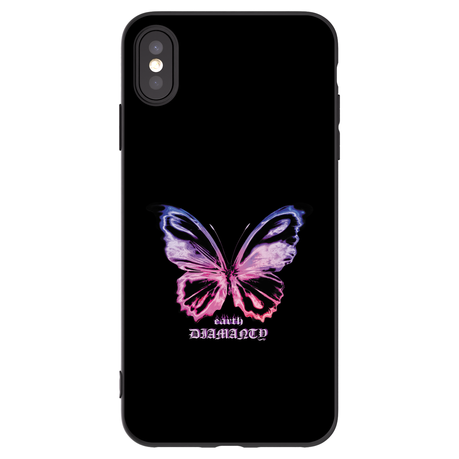 Picasee crna silikonska maskica za Apple iPhone XS Max - Diamanty Purple