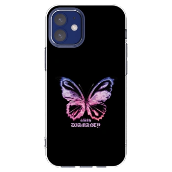 Picasee silikonska prozirna maskica za Apple iPhone 12 mini - Diamanty Purple