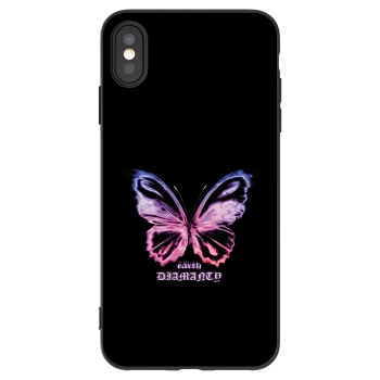 Picasee crna silikonska maskica za Apple iPhone XS Max - Diamanty Purple
