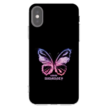 Picasee silikonska prozirna maskica za Apple iPhone X/XS - Diamanty Purple