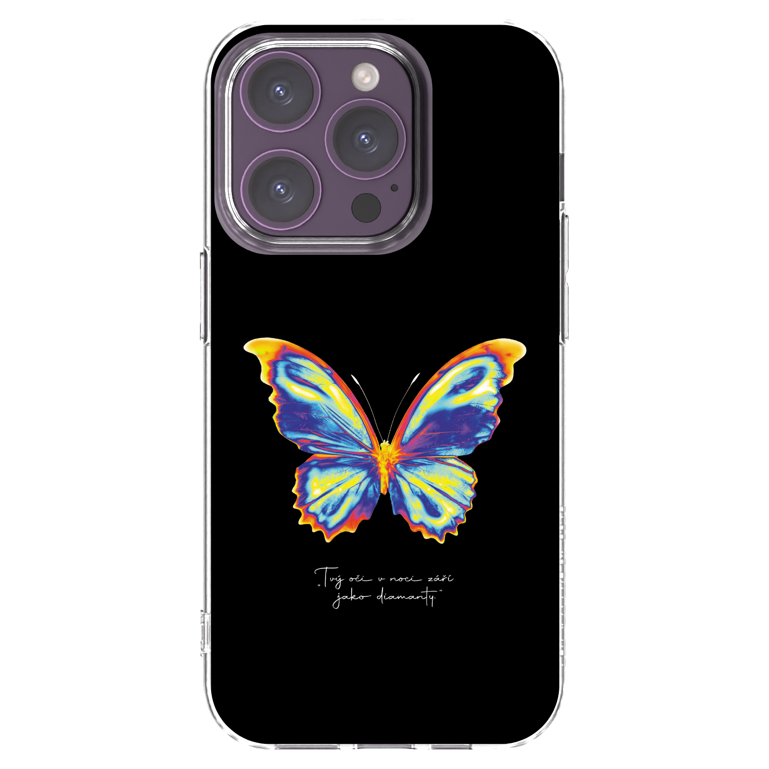 Picasee silikonska prozirna maskica za Apple iPhone 14 Pro - Diamanty Black