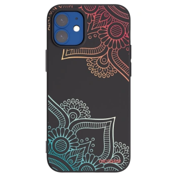 Picasee crna silikonska maskica za Apple iPhone 12 mini - Flowers pattern