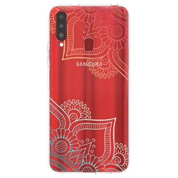 Picasee silikonska prozirna maskica za Samsung Galaxy A20s - Flowers pattern