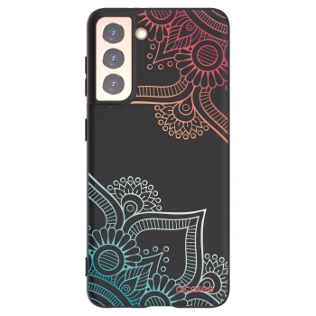 Picasee crna silikonska maskica za Samsung Galaxy S21 5G G991B - Flowers pattern