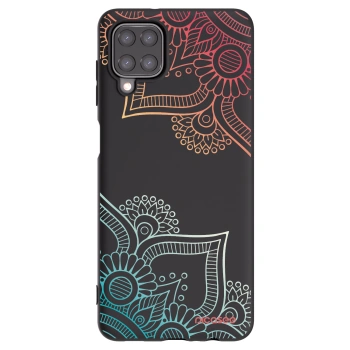 Picasee crna silikonska maskica za Samsung Galaxy A12 A125F - Flowers pattern