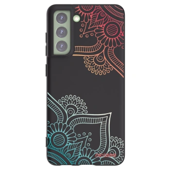 Picasee crna silikonska maskica za Samsung Galaxy S21 FE 5G - Flowers pattern