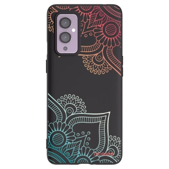 Picasee crna silikonska maskica za OnePlus 9 - Flowers pattern