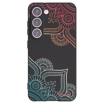 Picasee crna silikonska maskica za Samsung Galaxy S23 5G - Flowers pattern