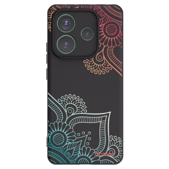 Picasee crna silikonska maskica za Xiaomi Redmi Note 14 5G - Flowers pattern