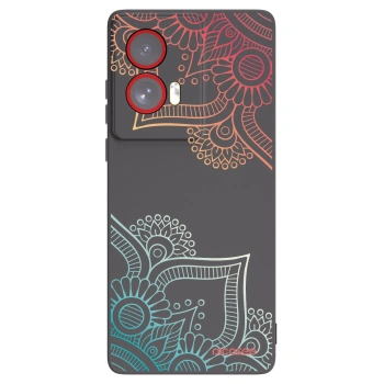 Picasee crna silikonska maskica za Motorola Edge 50 Fusion - Flowers pattern
