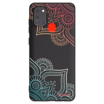 Picasee crna silikonska maskica za Samsung Galaxy A21s - Flowers pattern
