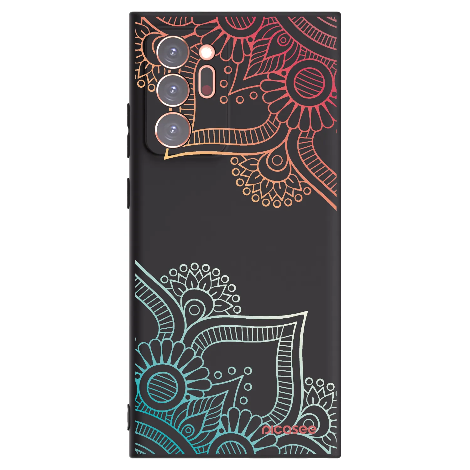 Picasee crna silikonska maskica za Samsung Galaxy Note 20 Ultra - Flowers pattern