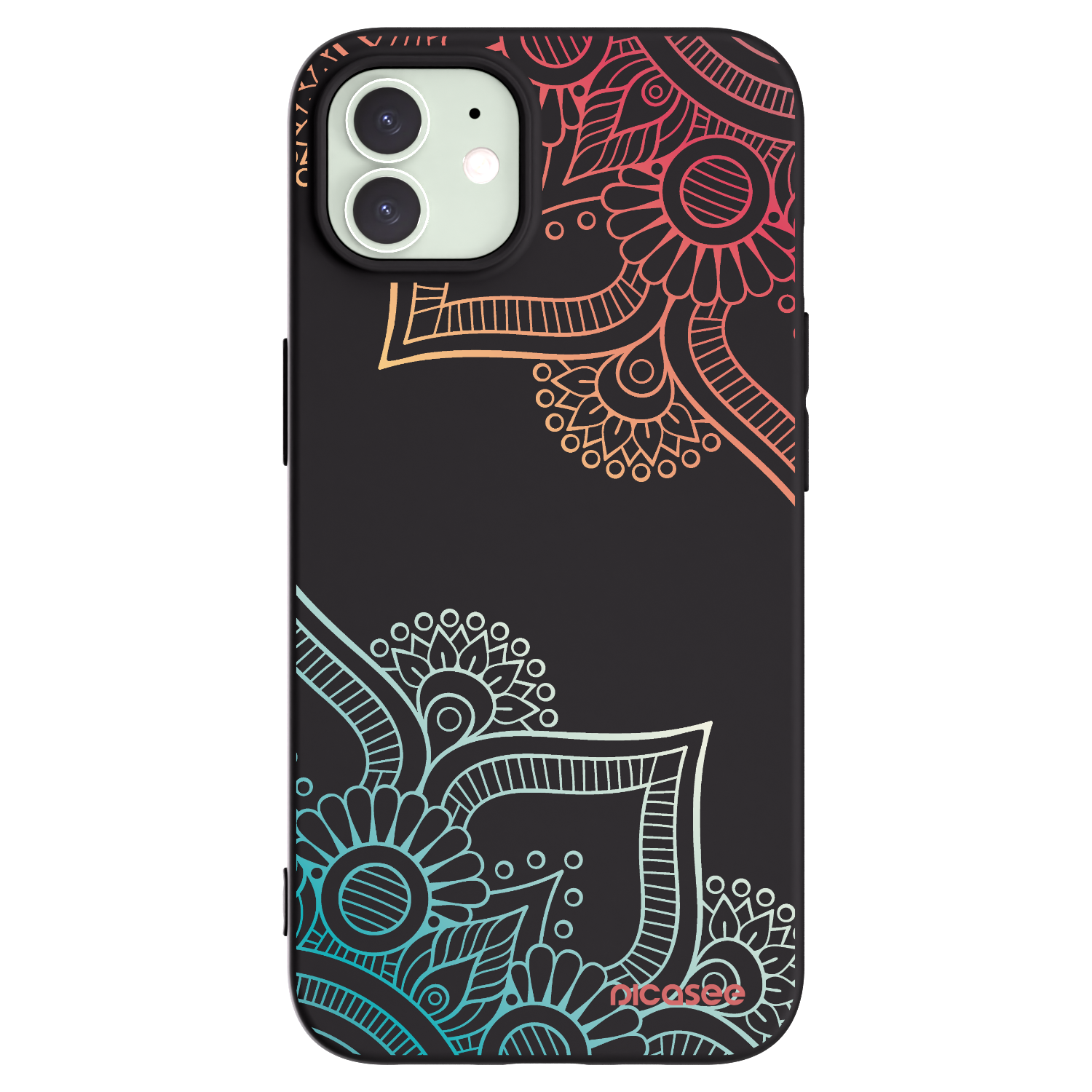 Picasee crna silikonska maskica za Apple iPhone 12 - Flowers pattern