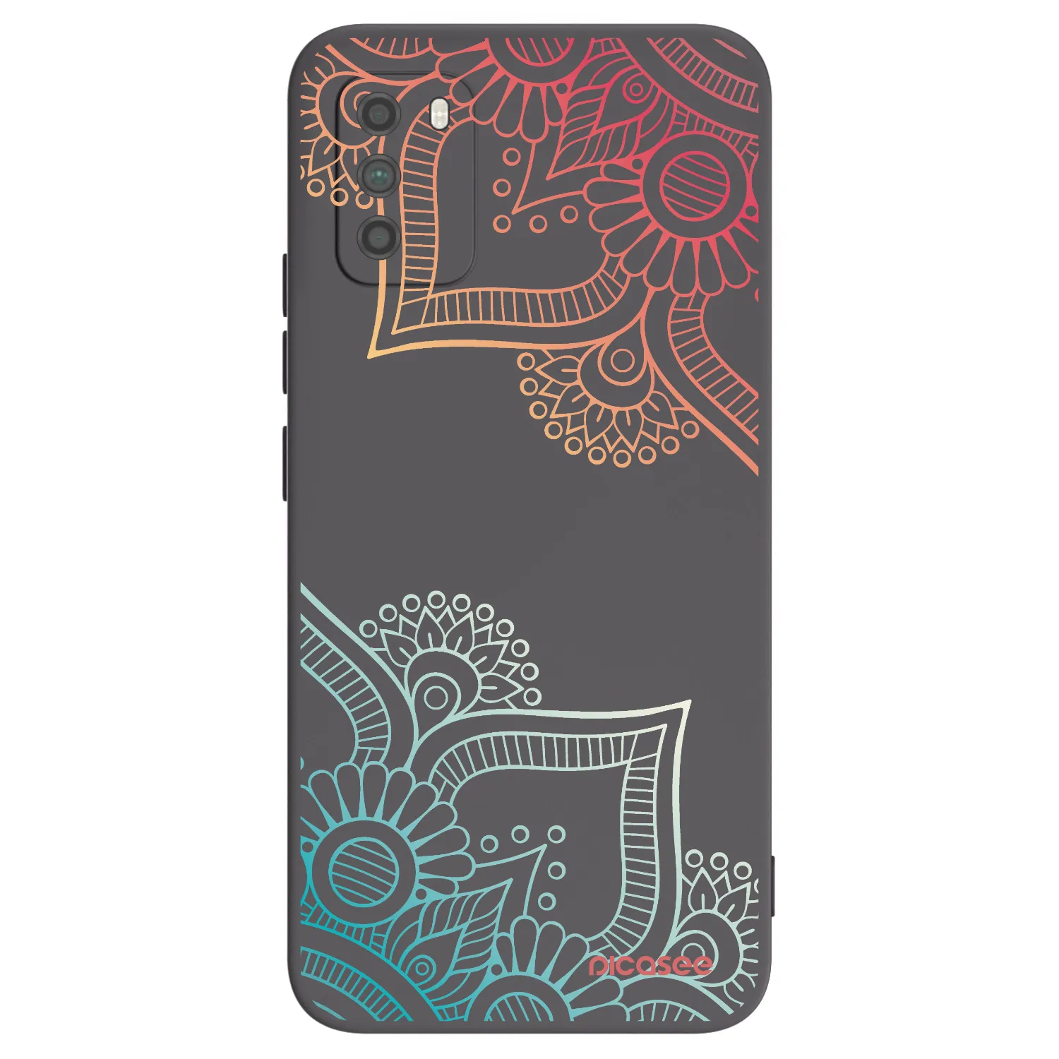 Picasee crna silikonska maskica za Xiaomi Poco M3 - Flowers pattern