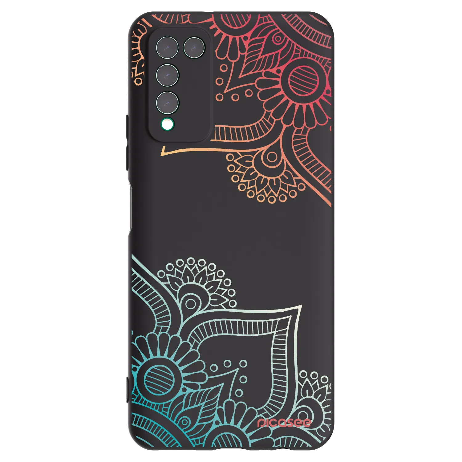 Picasee crna silikonska maskica za Honor 10X Lite - Flowers pattern