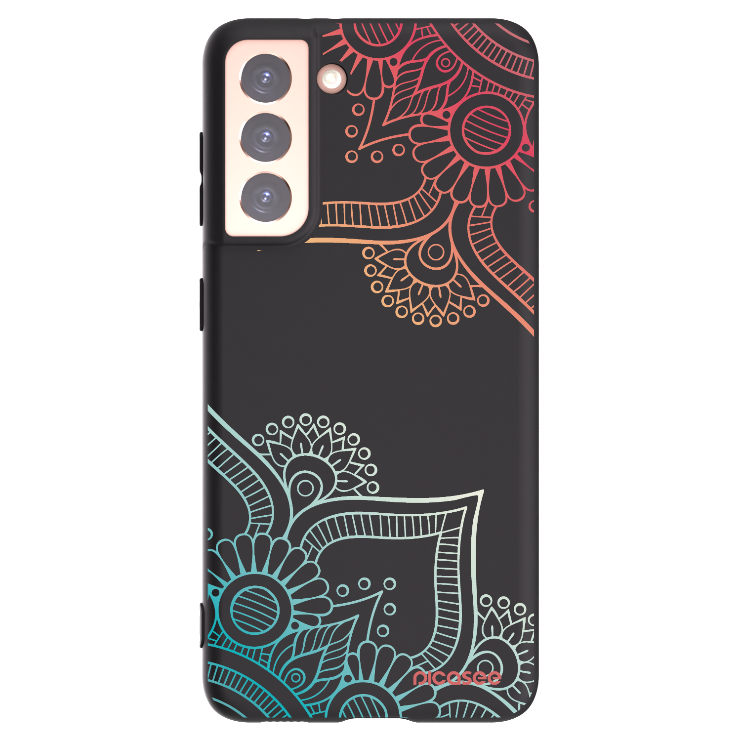 Picasee crna silikonska maskica za Samsung Galaxy S21 5G G991B - Flowers pattern