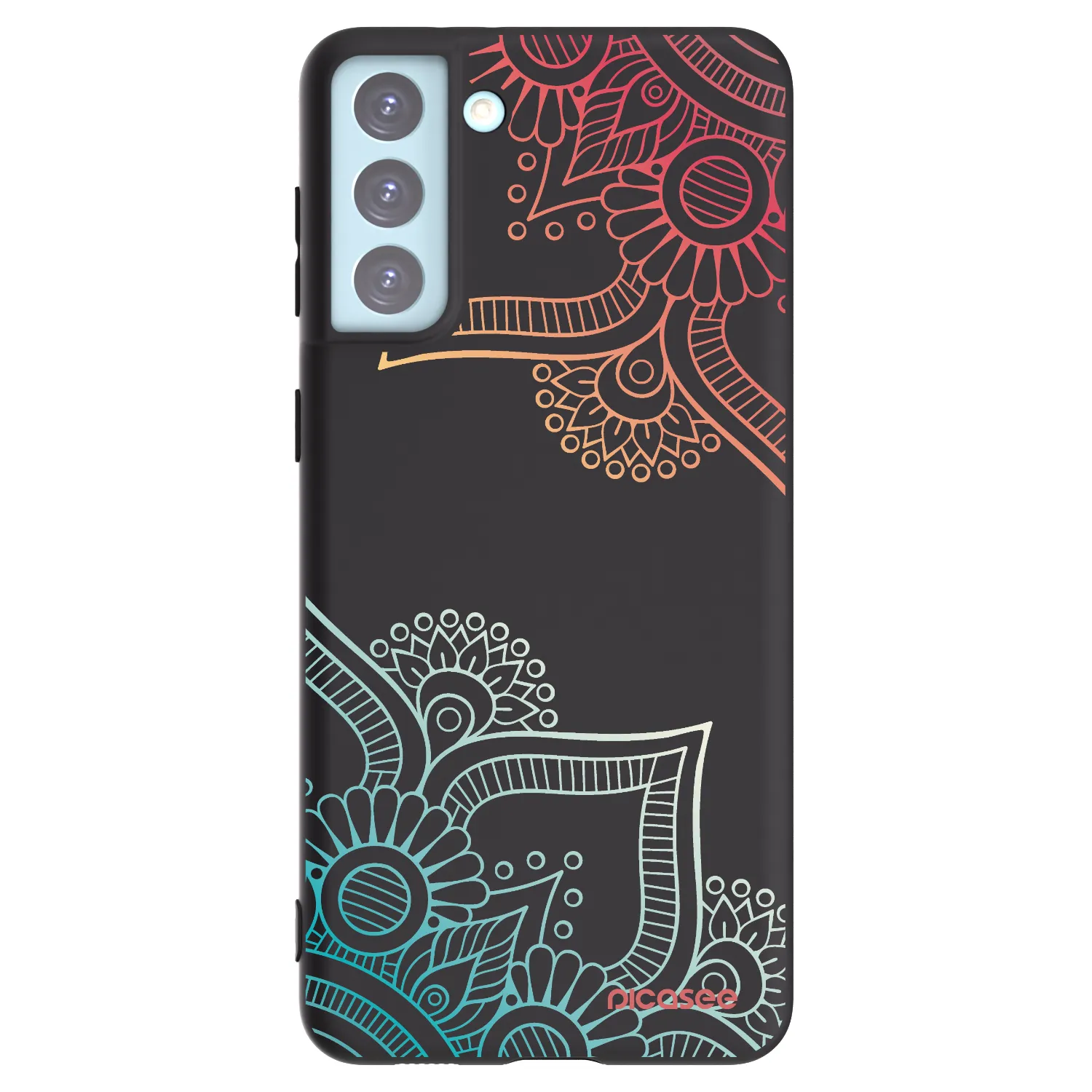 Picasee crna silikonska maskica za Samsung Galaxy S21+ 5G G996F - Flowers pattern