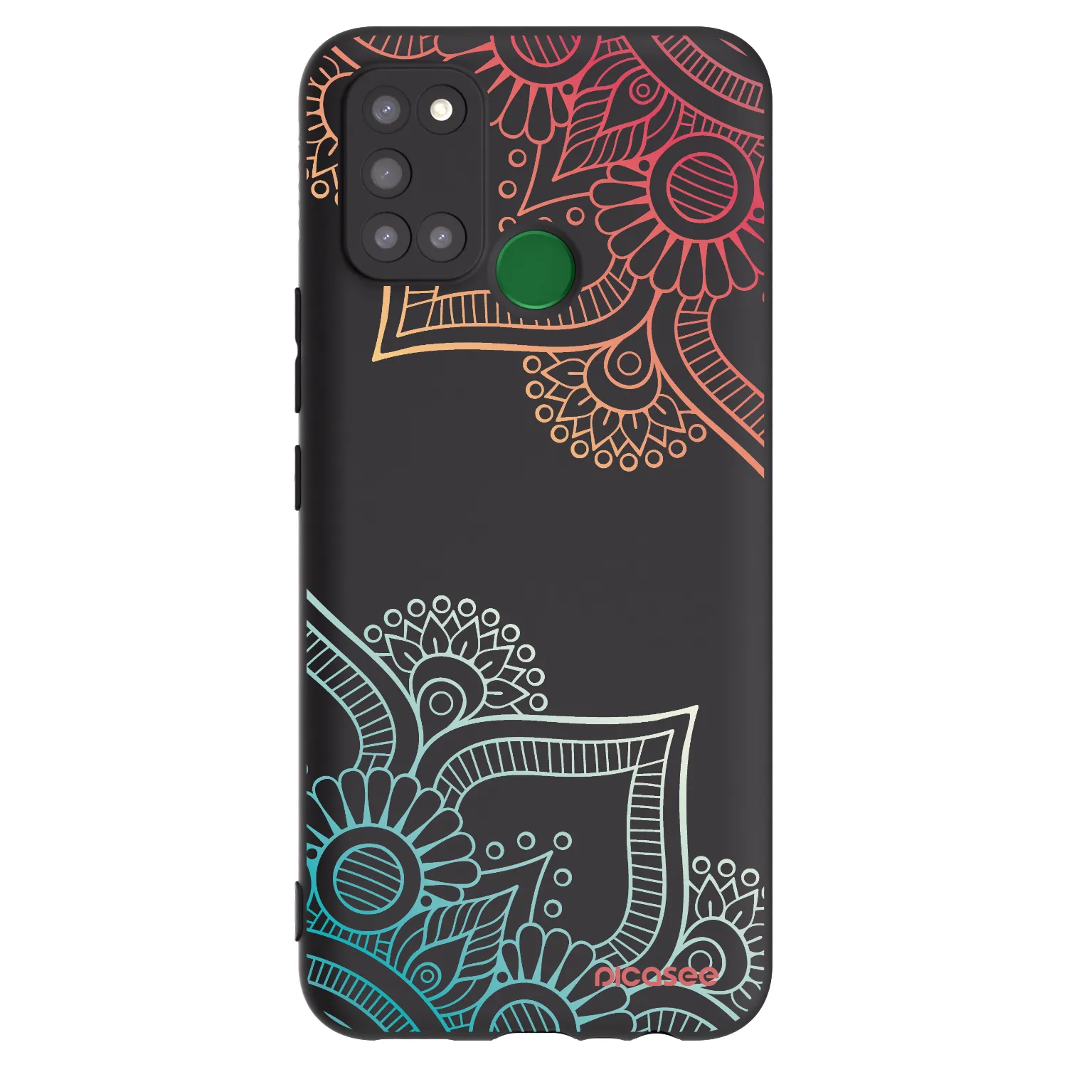 Picasee crna silikonska maskica za Realme 7i - Flowers pattern
