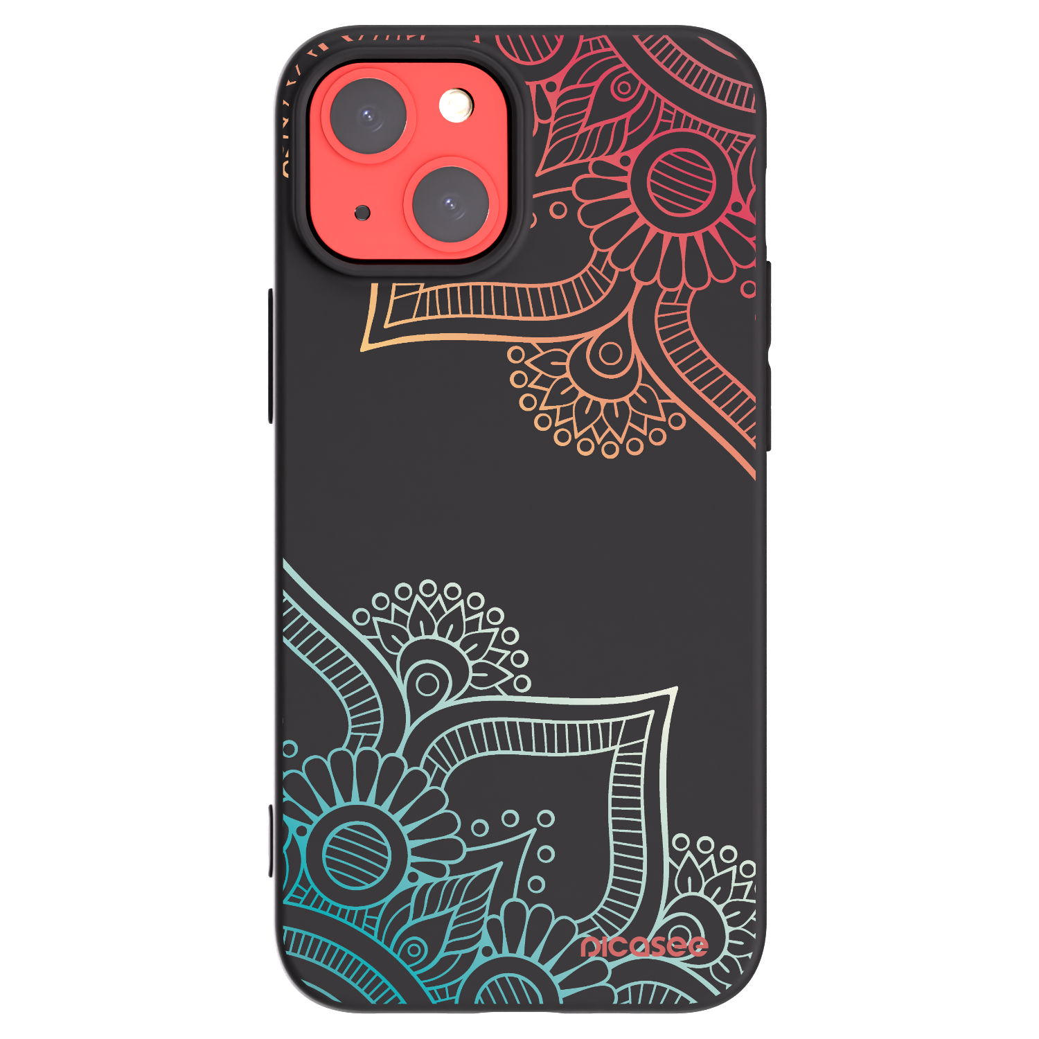 Picasee crna silikonska maskica za Apple iPhone 13 mini - Flowers pattern