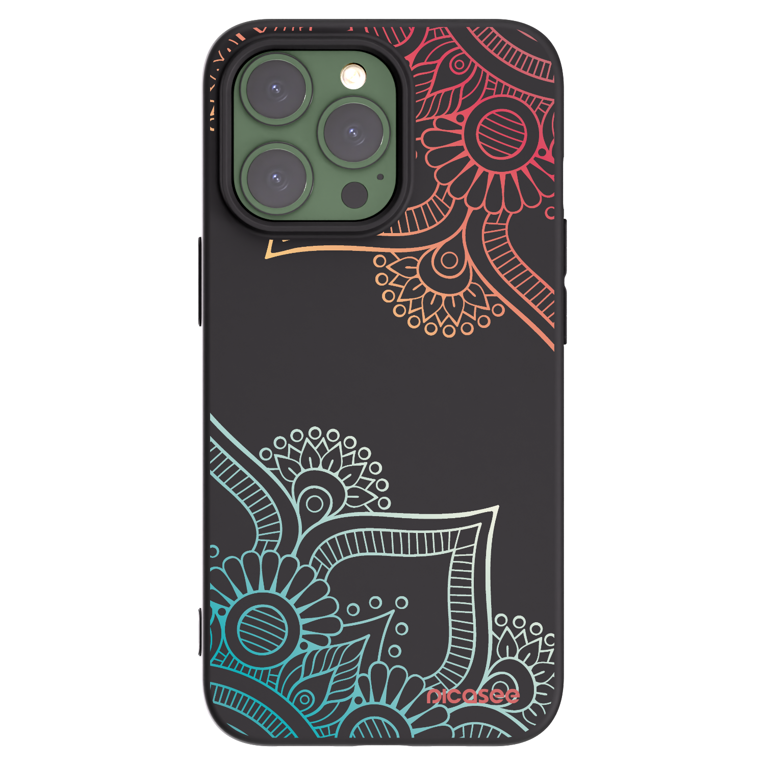 Picasee crna silikonska maskica za Apple iPhone 13 Pro - Flowers pattern