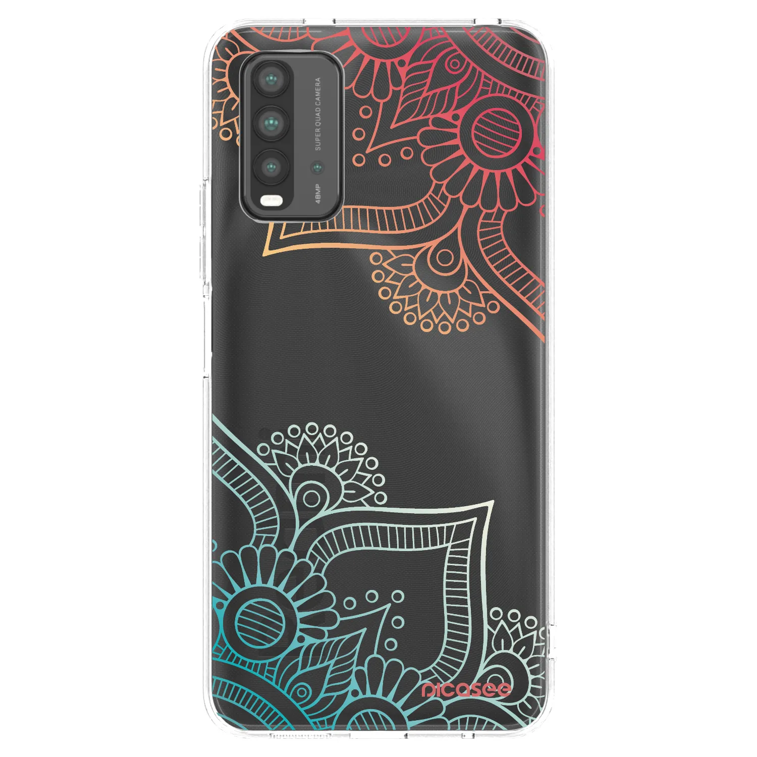 Picasee crna silikonska maskica za Xiaomi Redmi 9T - Flowers pattern