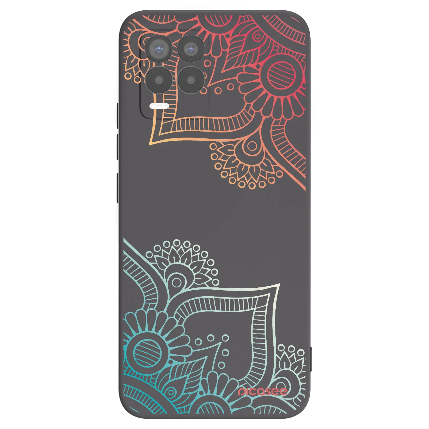 Picasee crna silikonska maskica za Realme 8 4G - Flowers pattern