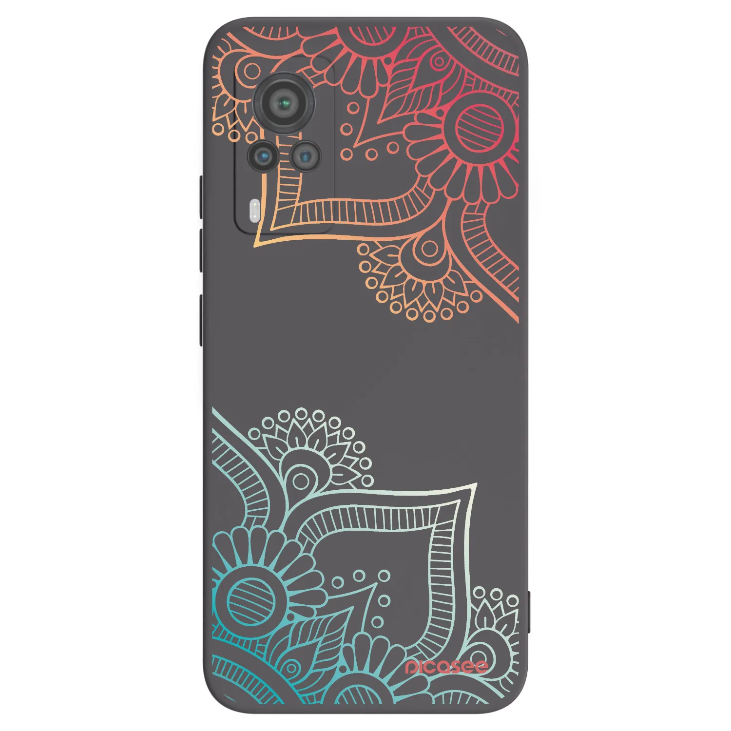 Picasee crna silikonska maskica za Vivo X60 Pro 5G - Flowers pattern