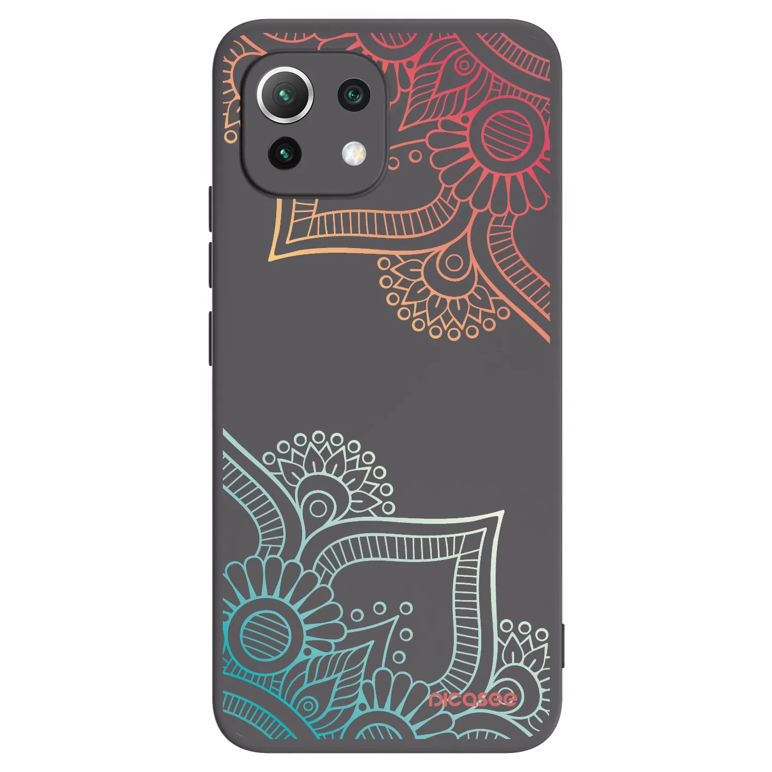 Picasee crna silikonska maskica za Xiaomi 11 Lite 5G NE - Flowers pattern