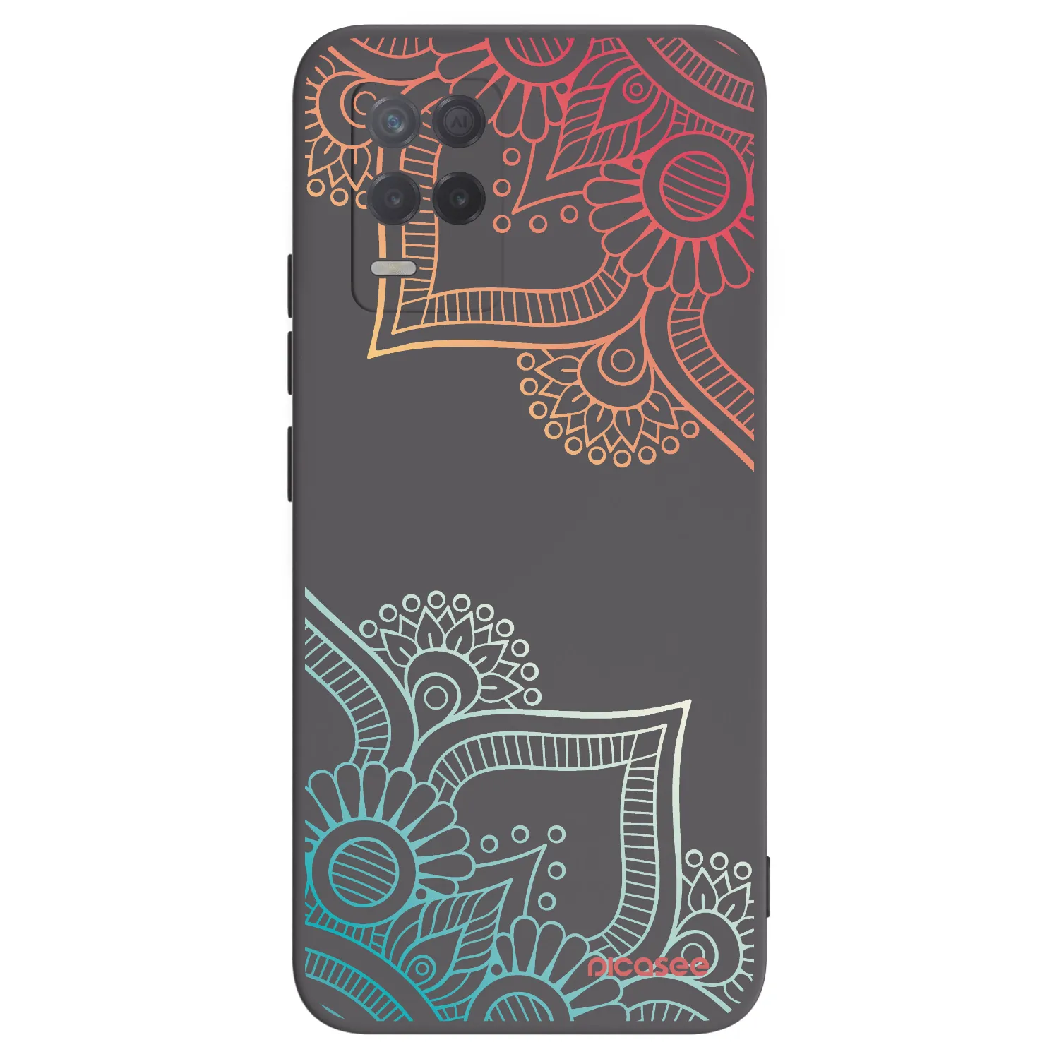 Picasee crna silikonska maskica za Realme 8 5G - Flowers pattern