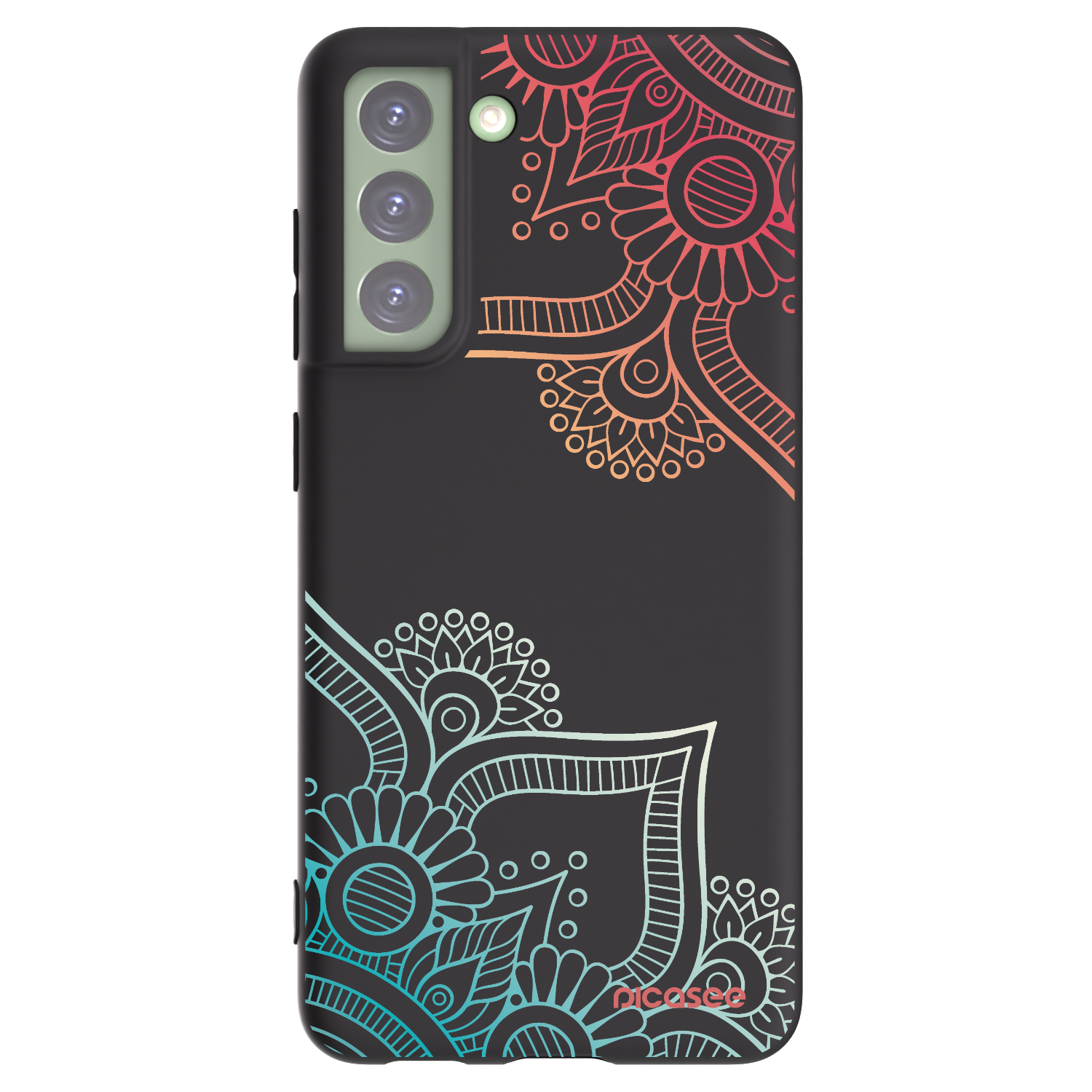 Picasee crna silikonska maskica za Samsung Galaxy S21 FE 5G - Flowers pattern