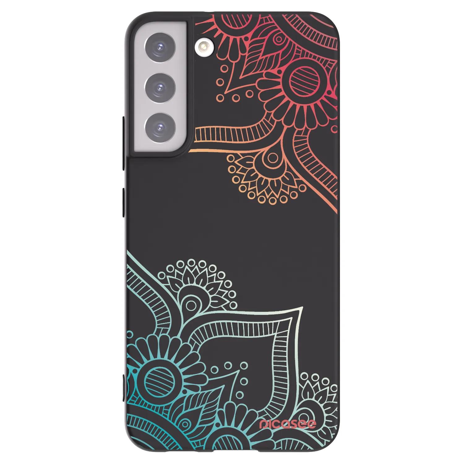 Picasee crna silikonska maskica za Samsung Galaxy S22+ 5G - Flowers pattern