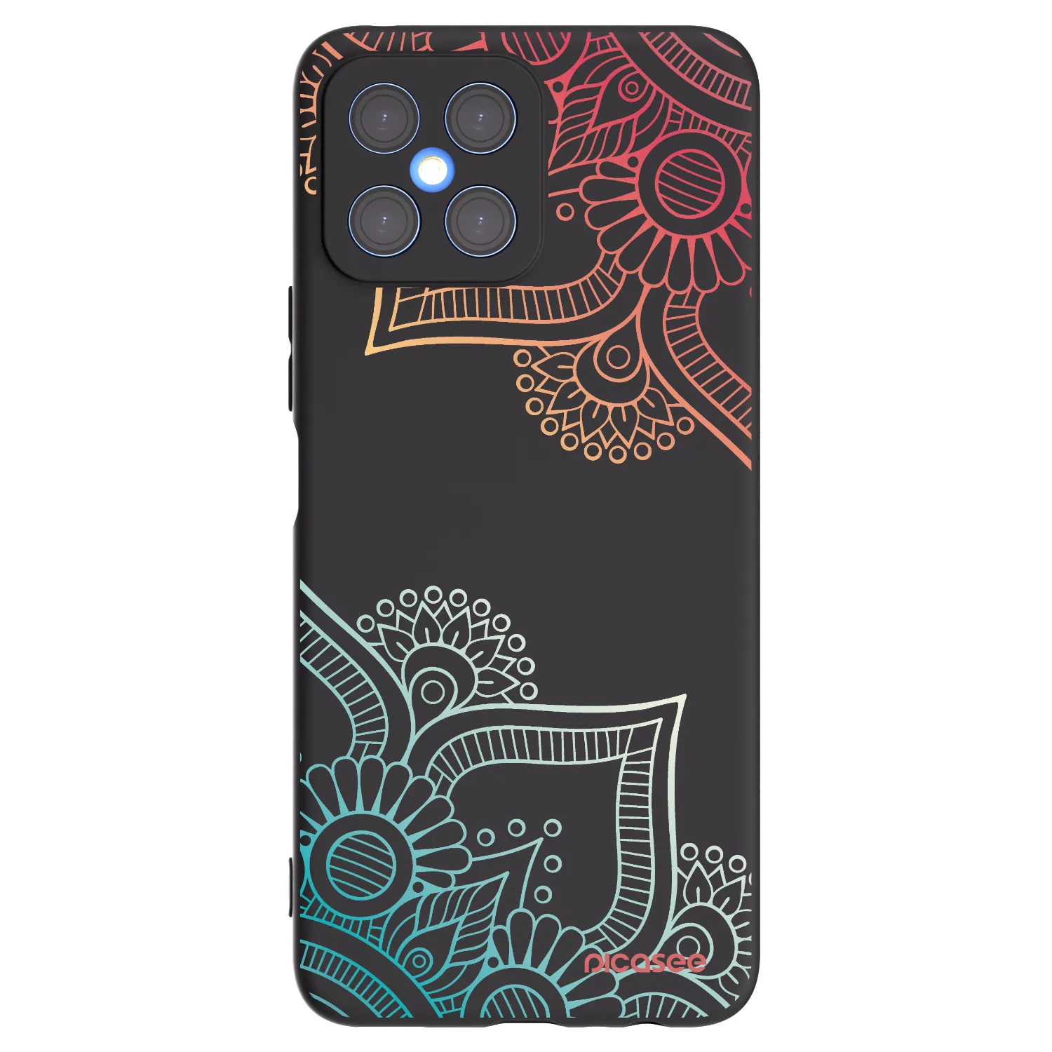 Picasee crna silikonska maskica za Honor X8 4G - Flowers pattern