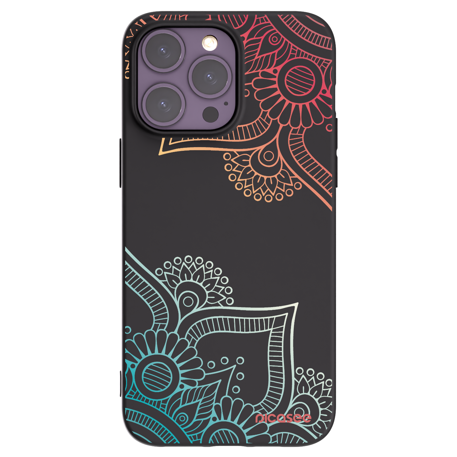 Picasee crna silikonska maskica za Apple iPhone 14 Pro Max - Flowers pattern