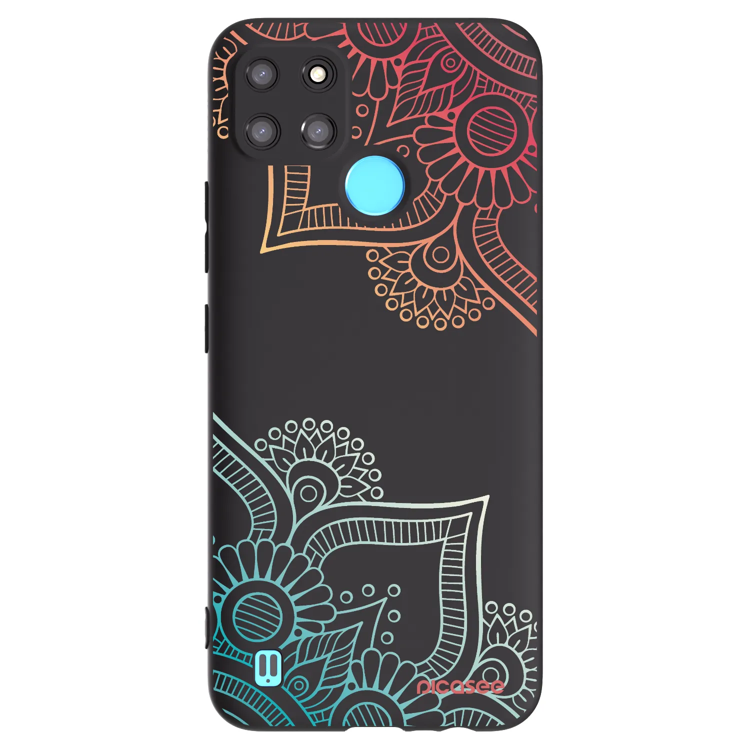 Picasee crna silikonska maskica za Realme C21Y - Flowers pattern