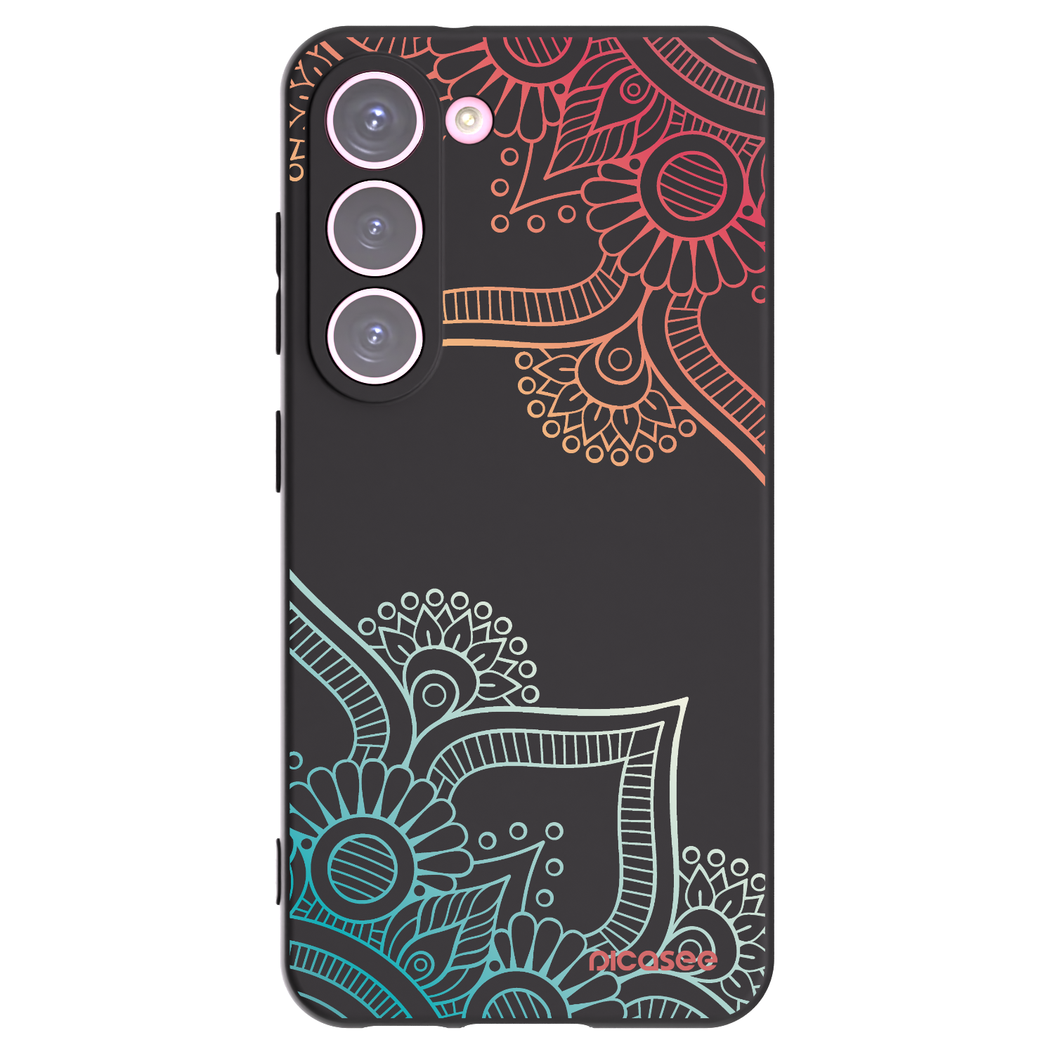 Picasee crna silikonska maskica za Samsung Galaxy S23 5G - Flowers pattern