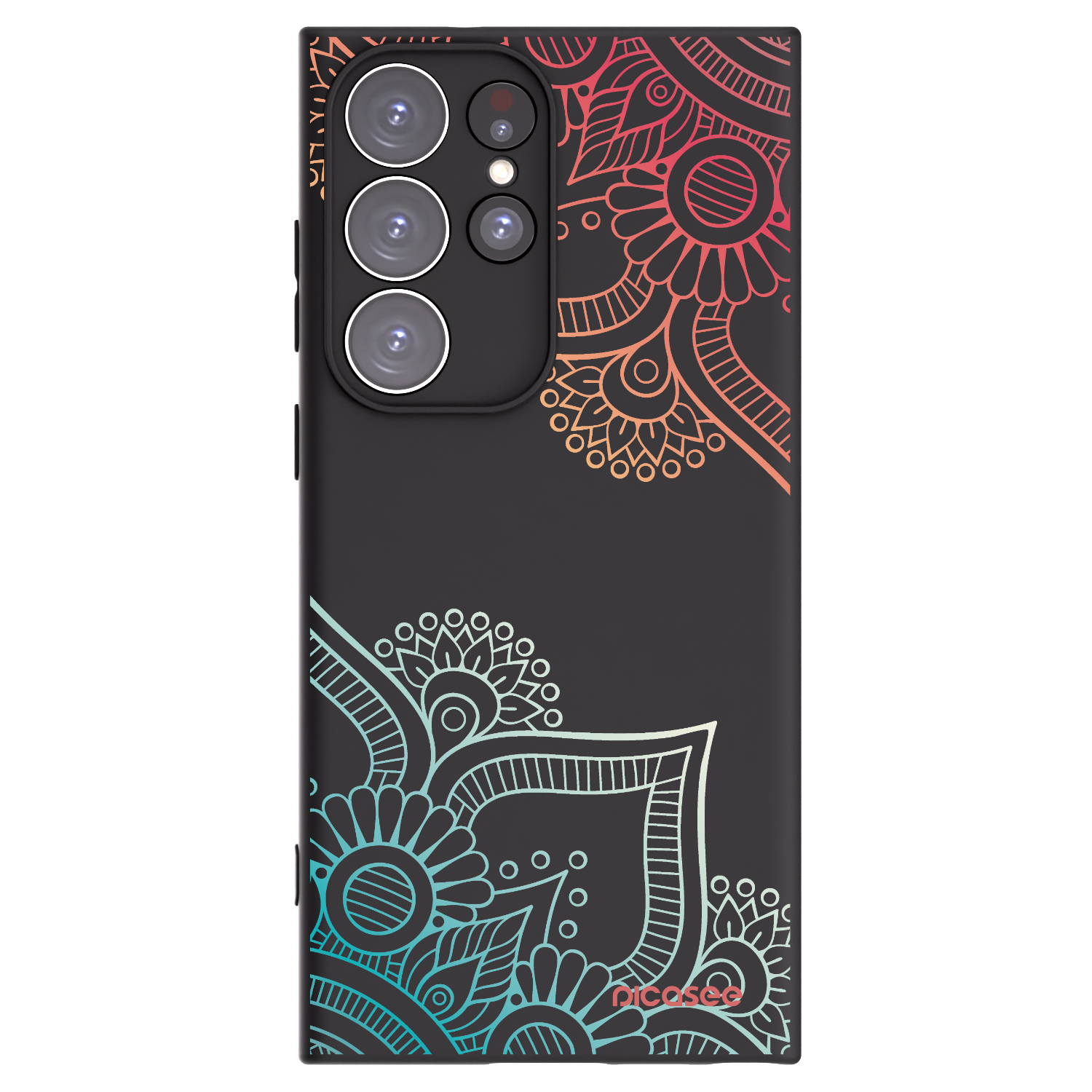 Picasee crna silikonska maskica za Samsung Galaxy S23 Ultra 5G - Flowers pattern