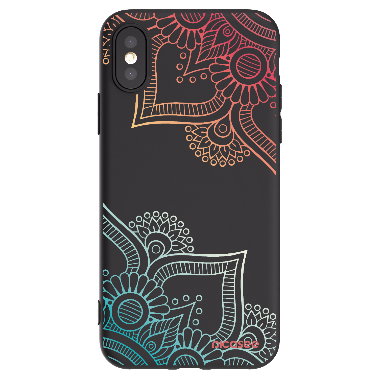 Picasee crna silikonska maskica za Apple iPhone X/XS - Flowers pattern