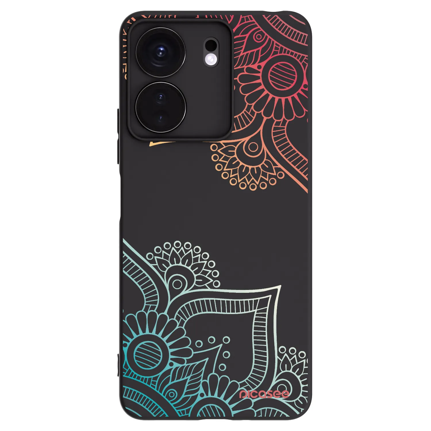 Picasee crna silikonska maskica za Xiaomi Redmi 13C 4G - Flowers pattern