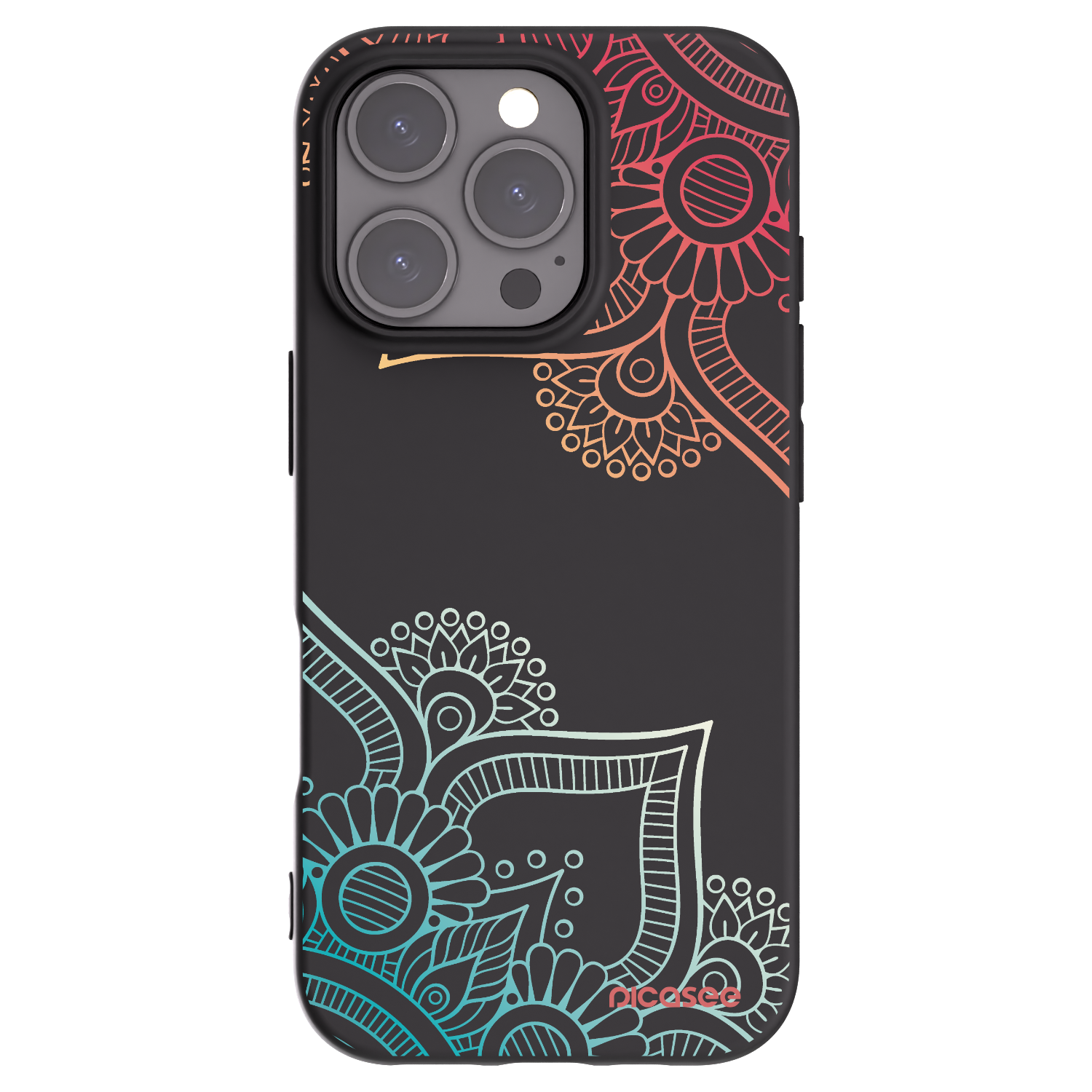 Picasee crna silikonska maskica za Apple iPhone 16 Pro - Flowers pattern