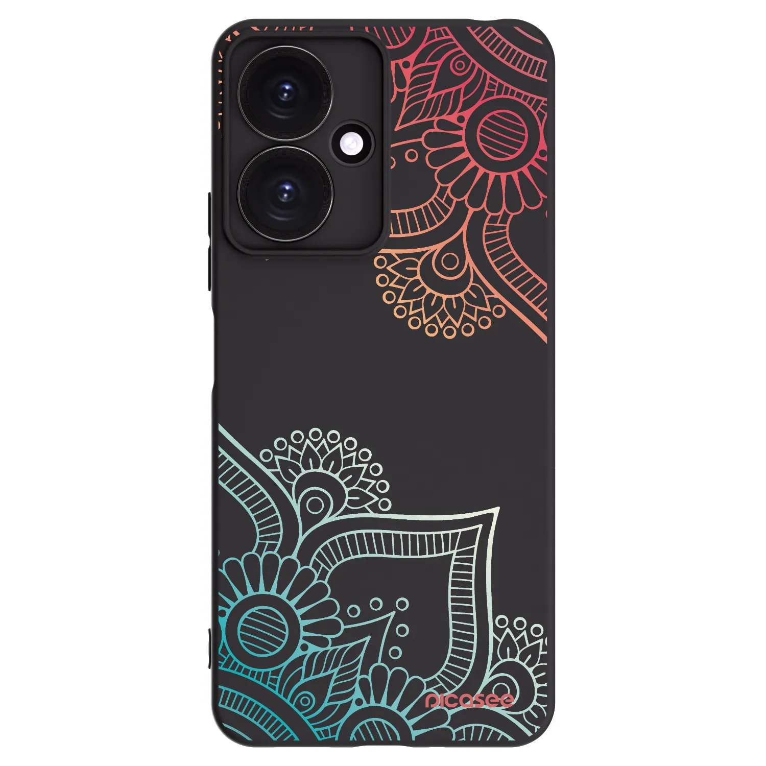 Picasee crna silikonska maskica za Xiaomi Redmi 13C 5G - Flowers pattern