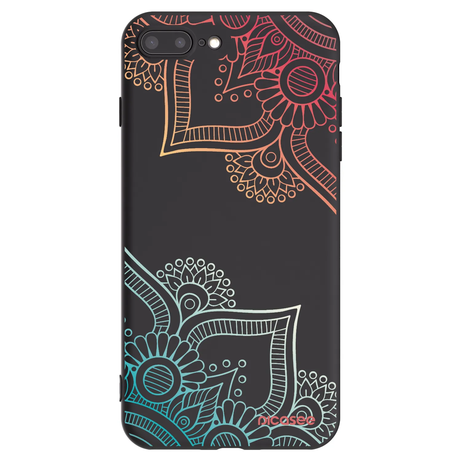 Picasee crna silikonska maskica za Apple iPhone 7 Plus - Flowers pattern