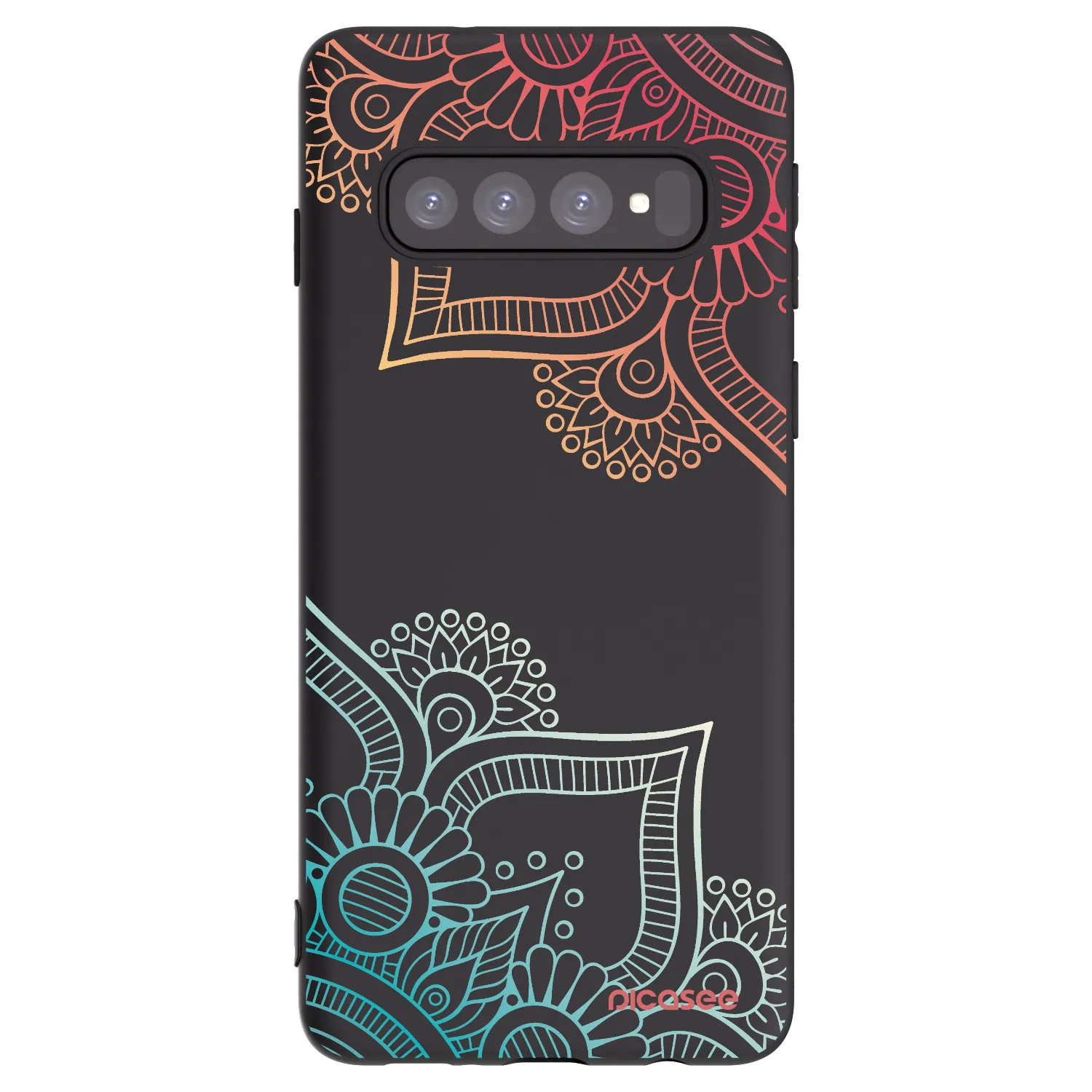 Picasee crna silikonska maskica za Samsung Galaxy S10 G973 - Flowers pattern