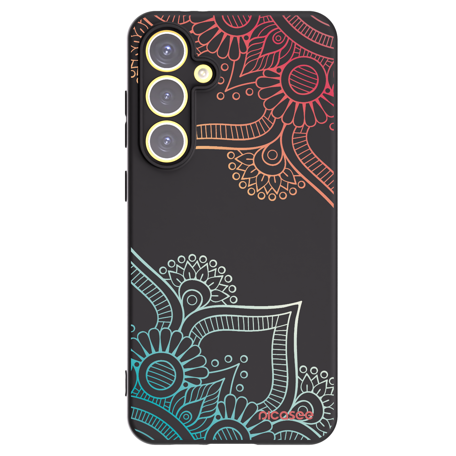 Picasee crna silikonska maskica za Samsung Galaxy S24 FE S721B - Flowers pattern