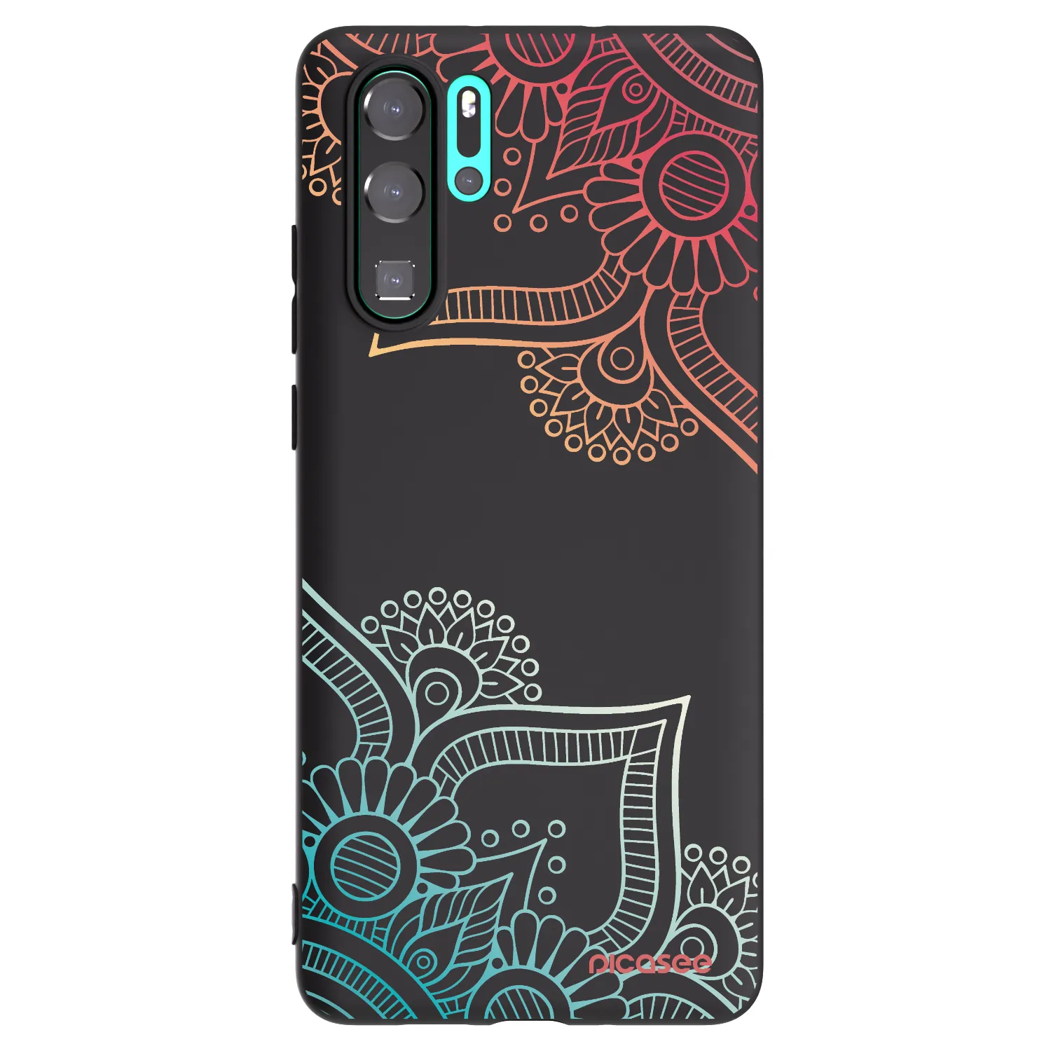 Picasee crna silikonska maskica za Huawei P30 Pro - Flowers pattern