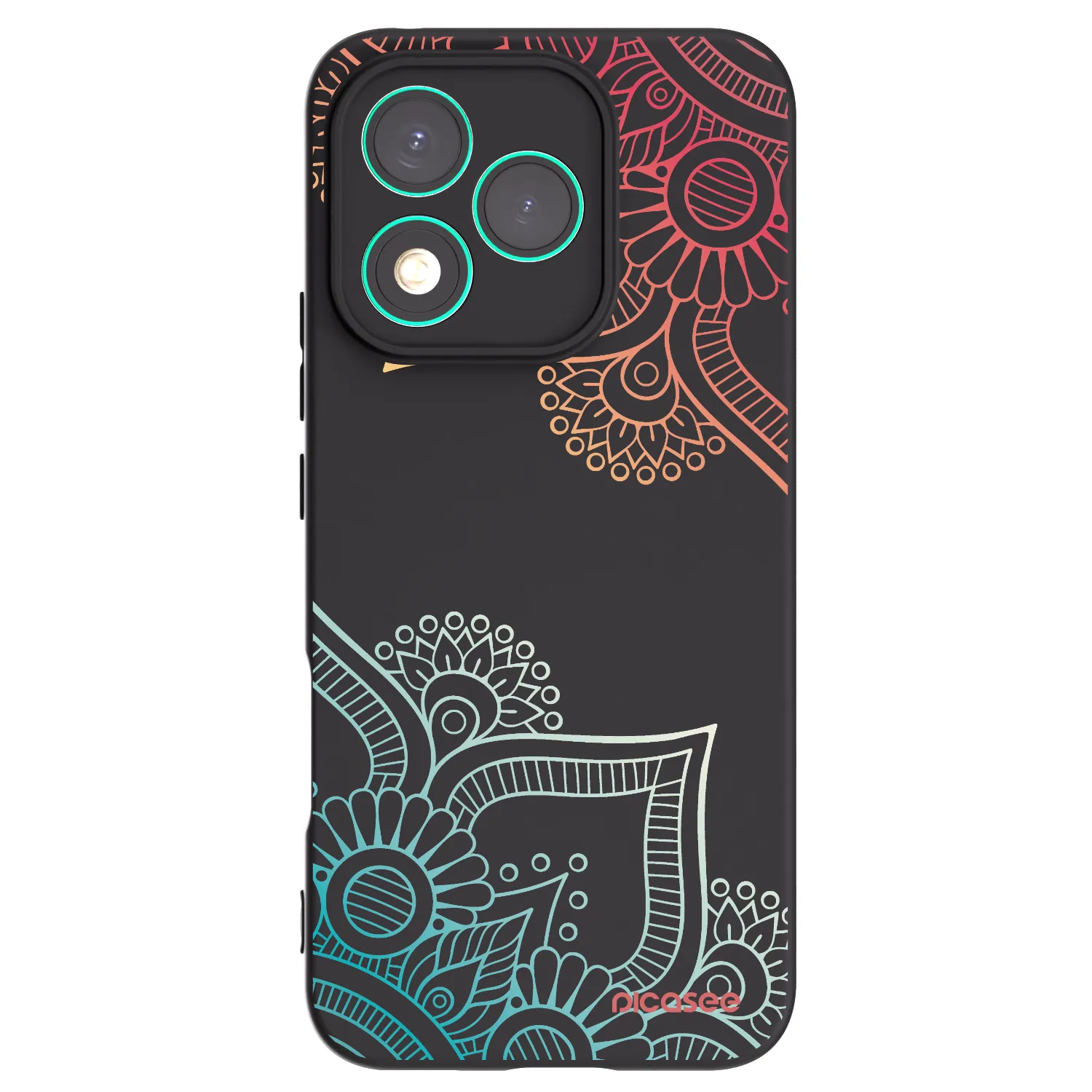 Picasee crna silikonska maskica za Honor 400 Lite 5G - Flowers pattern