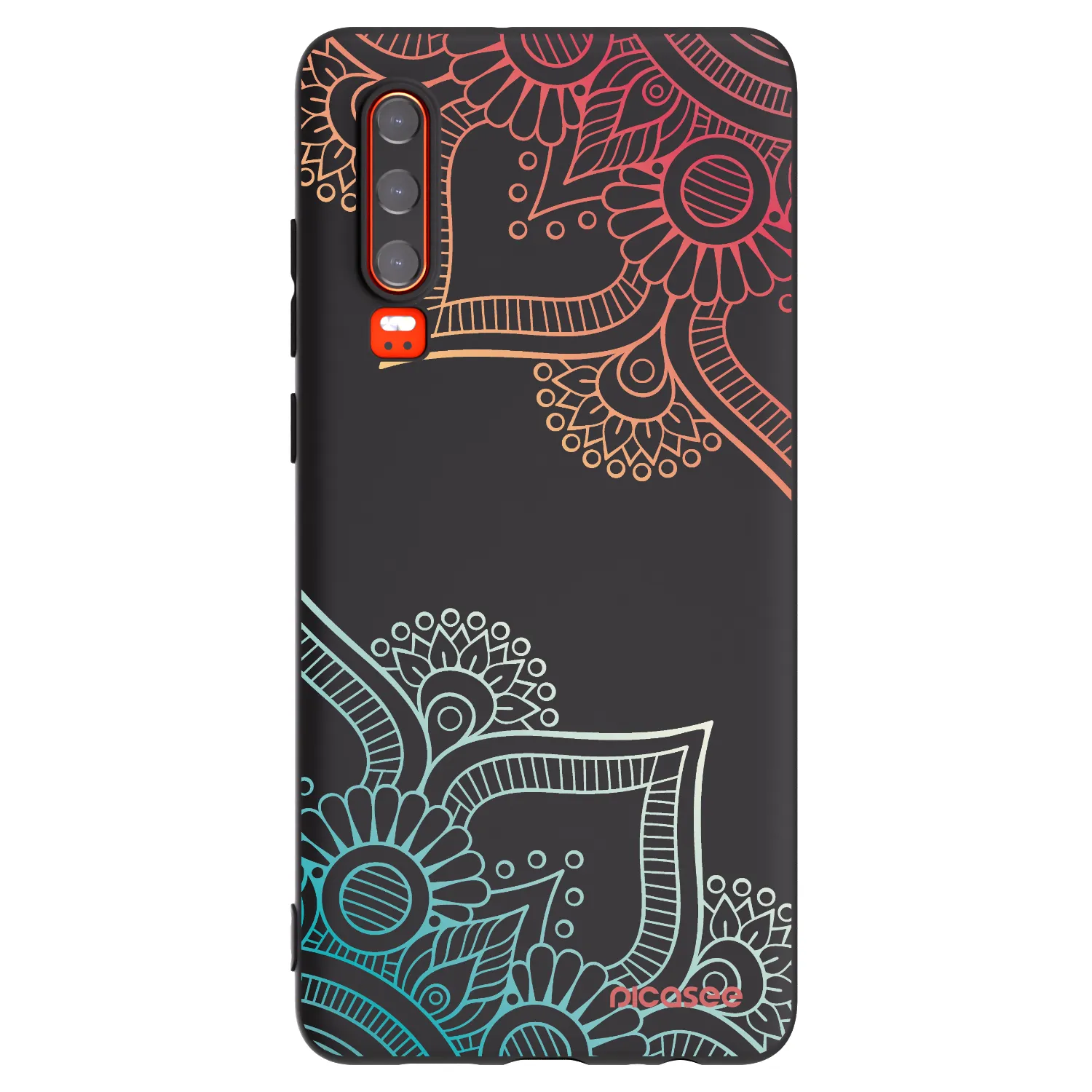 Picasee crna silikonska maskica za Huawei P30 - Flowers pattern